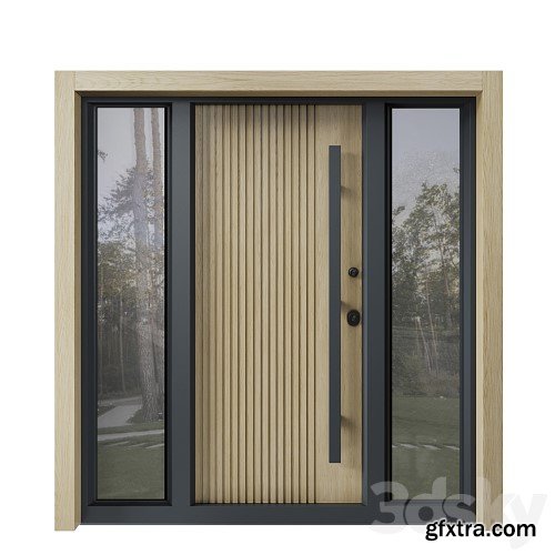 3dsky Pro - Entrance door with transoms to cottage 03