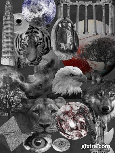 Creativemarket - MONOCHROME collage pack - 21332167