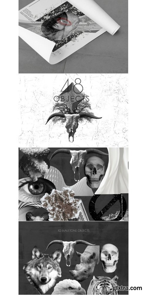 Creativemarket - MONOCHROME collage pack - 21332167