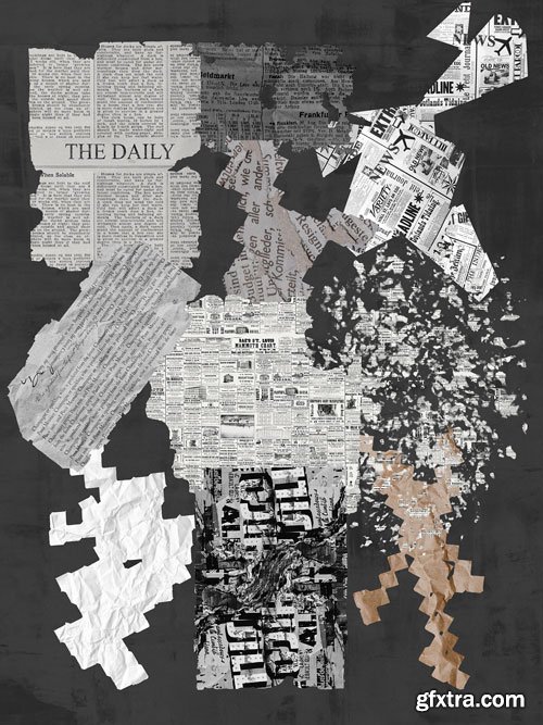 Creativemarket - MONOCHROME collage pack - 21332167