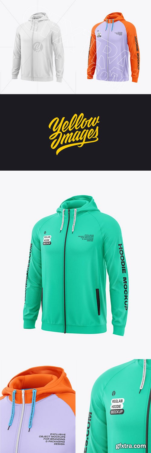 YellowImages - Men\'s Full-Zip Hoodie Mockup - Half Side View - 122632