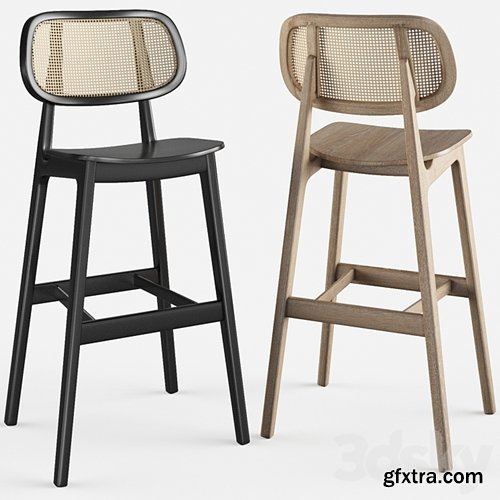 3dsky Pro - Cane wood restaurant bar stool