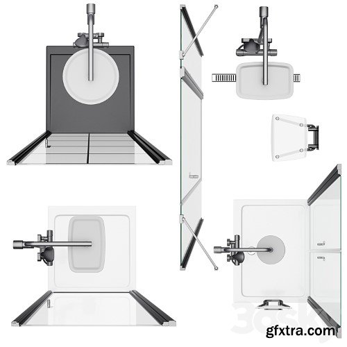 3dsky Pro - Shower doors Radaway Nes 8 Black set 141