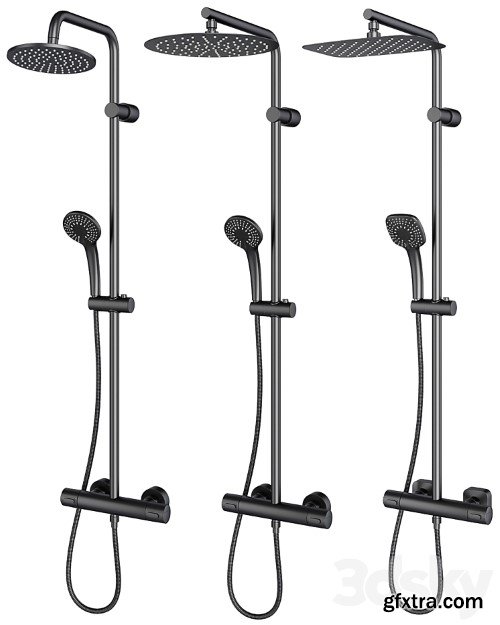 3dsky Pro - Shower doors Radaway Nes 8 Black set 141