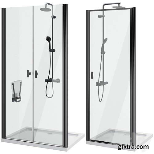 3dsky Pro - Shower doors Radaway Nes 8 Black set 141