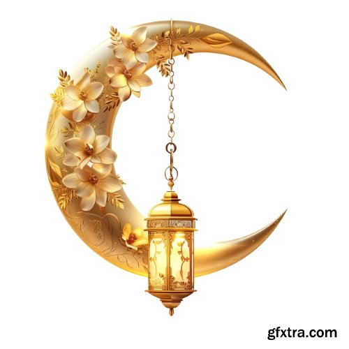 8 Decorated PNG Crescent with Muslim Lamps & Mosques 8 Decorated PNG Crescent with Muslim Lamps & Mosques