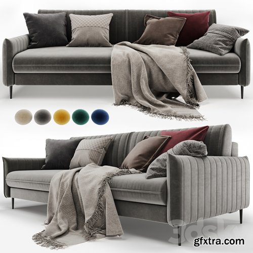 3dsky Pro - Straight sofa Swout Velvet Beige / Mustard / Gray Barhat Blue / Emerland from Divanru