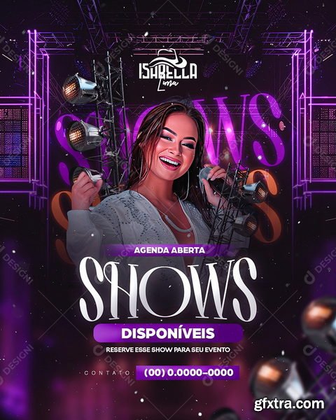 Designi - Flyer Agenda Aberta Shows Isabella Lima Social Media PSD Editável
