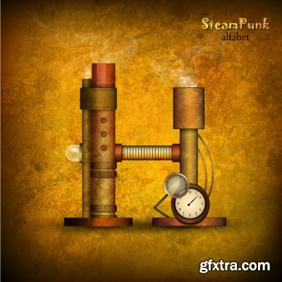 Steampunk Letters 14xEPS