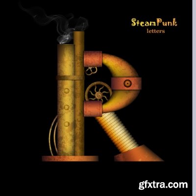 Steampunk Letters 14xEPS