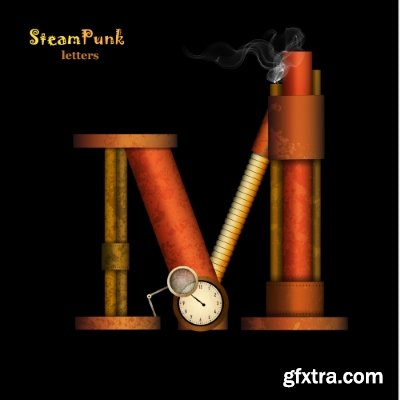 Steampunk Letters 14xEPS