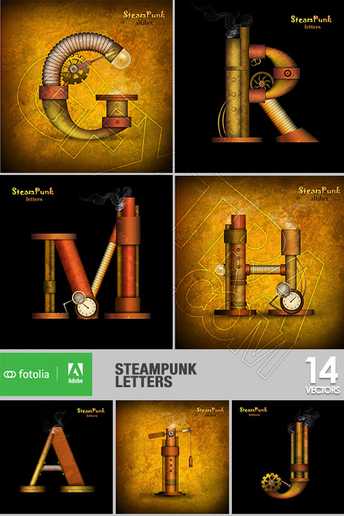 Steampunk Letters 14xEPS
