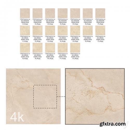 3dsky Pro - Cifre Ceramica Set 03 - Bundle - 2 types: Beige and Cream marble / 4k