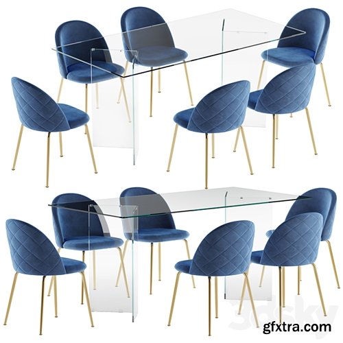 3dsky Pro - La forma table Burano & Mystere chair dining set 1