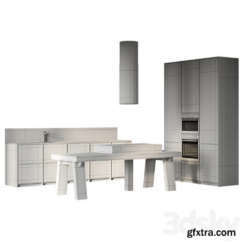 3dsky Pro - Straight kitchen with island