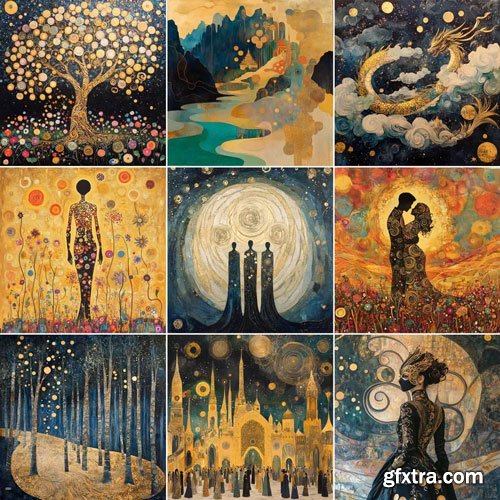 Midjourney Prompts Gustav Klimt Paintings Wall Art