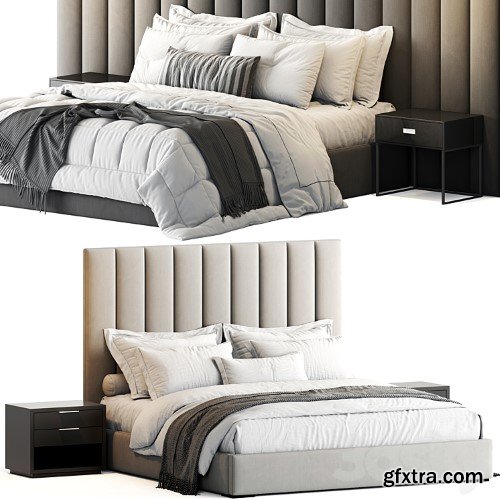 3dsky Pro - RH Modena Vertical Channel Panel Fabric Platform Bed