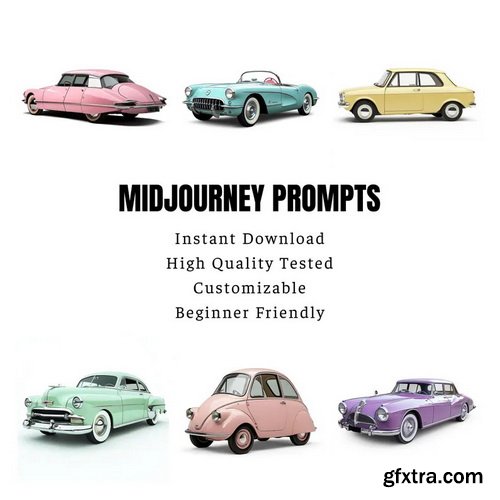 Midjourney Prompts for Vintage Cars Clipart