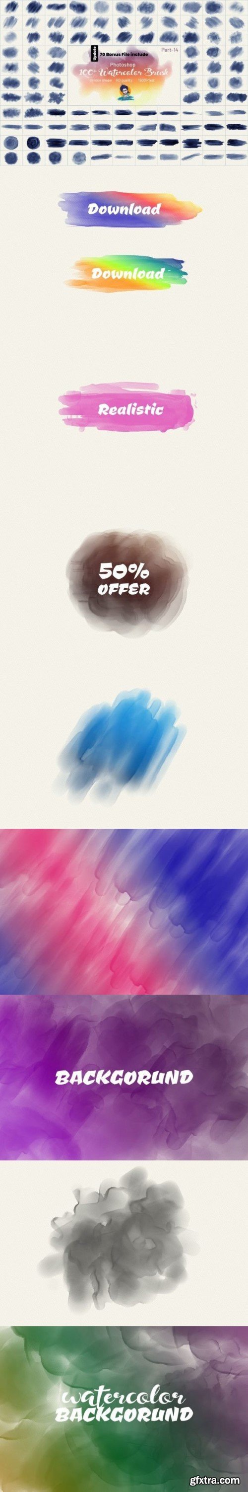100+ Realistic Photoshop Watercolor Brushes