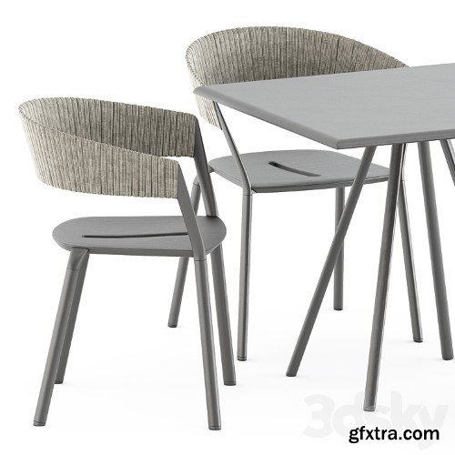 3dsky Pro - Zebra Square table and Ria Dining armchair by Fast