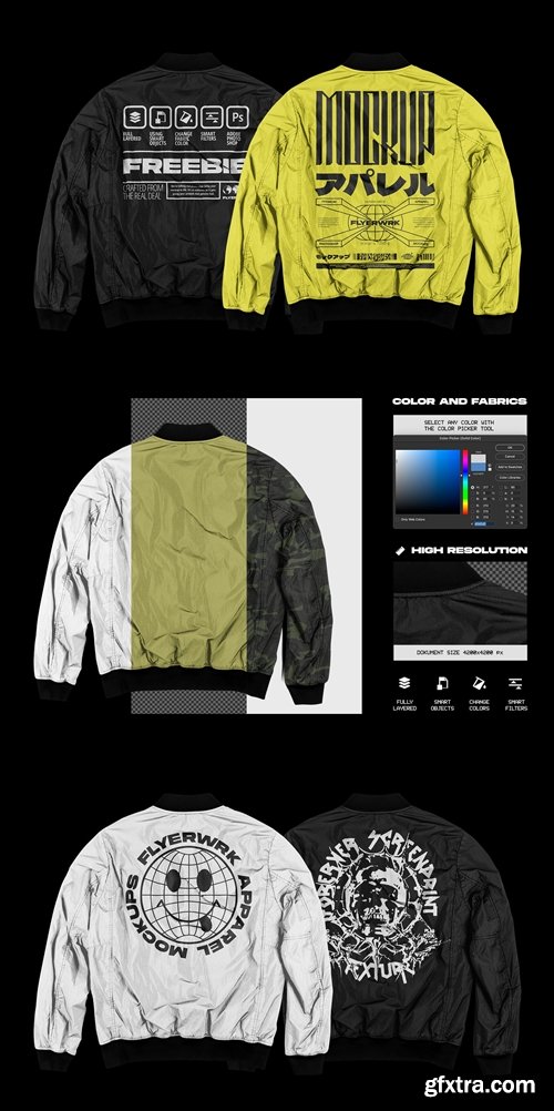 FLYERWRK - Bomber Jacket Mockup FLYERWRK - Bomber Jacket Mockup