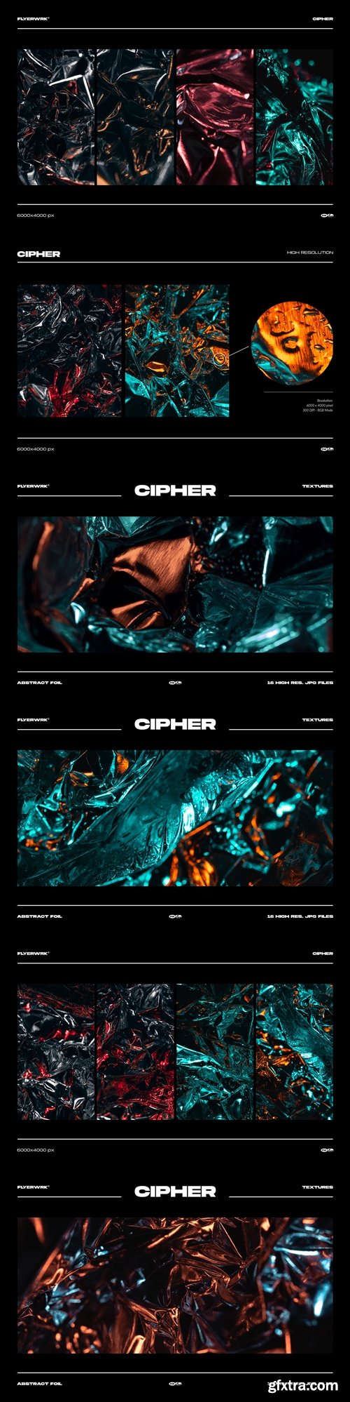 FLYERWRK - Cipher - 16 Abstract Metal Foil Textures