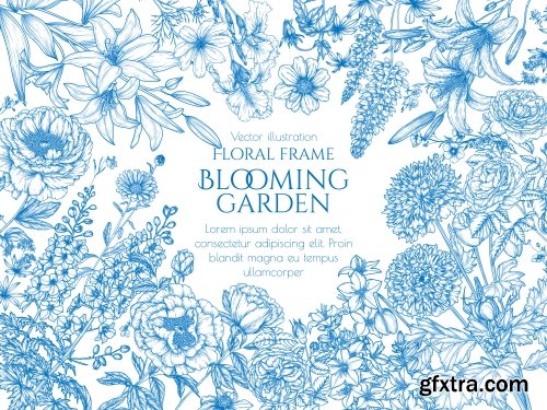 Vintage Flowers Template 16xAI