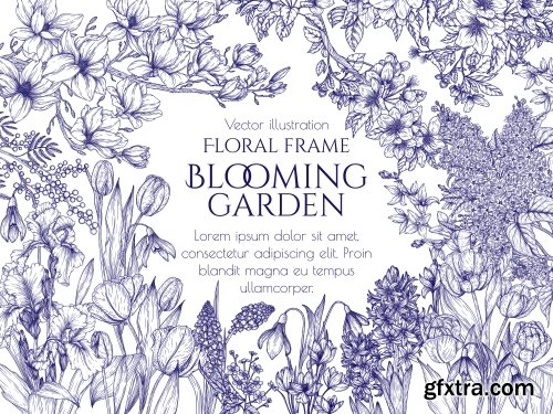 Vintage Flowers Template 16xAI