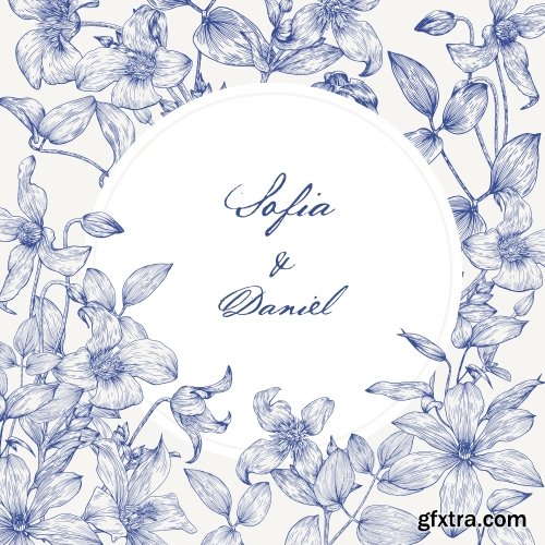 Vintage Flowers Template 16xAI