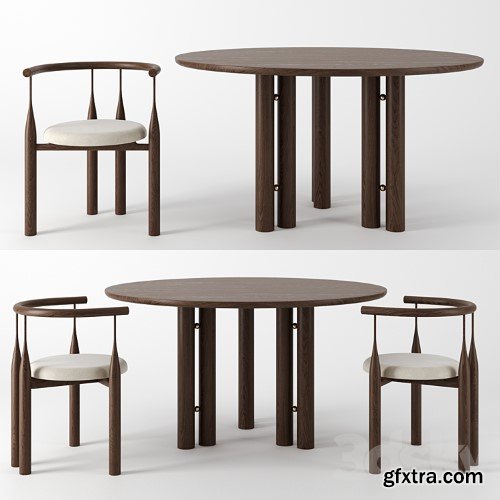 3dsky Pro - Martini Dining Table & Bellbottom Chair by Steven Bukowski