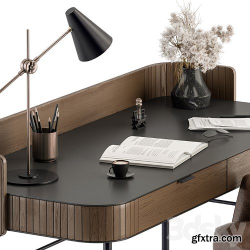 3dsky Pro - Home Office Wood and Black Table - Office Furniture 292