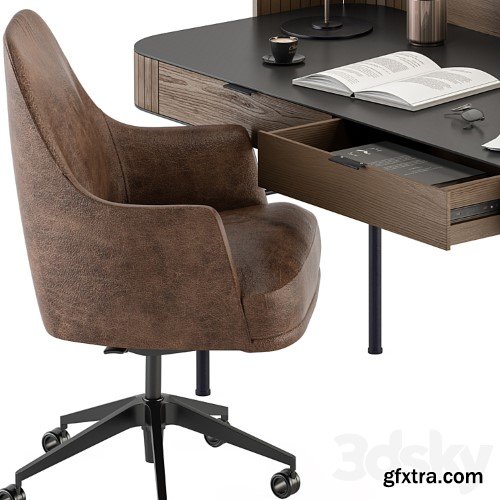 3dsky Pro - Home Office Wood and Black Table - Office Furniture 292