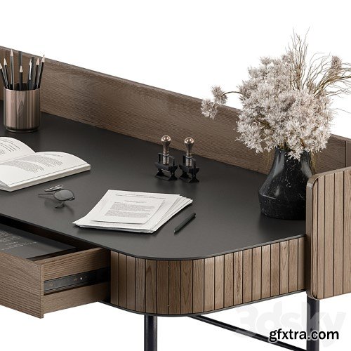 3dsky Pro - Home Office Wood and Black Table - Office Furniture 292