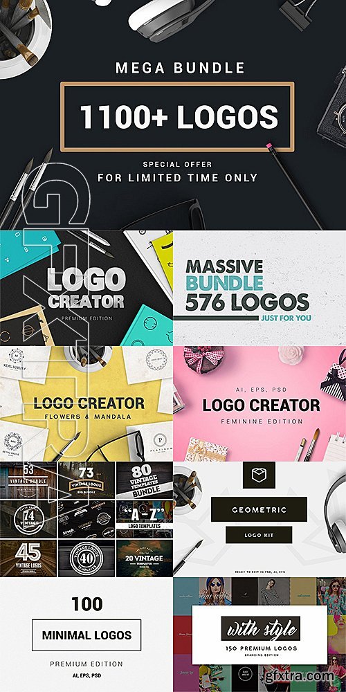 CM - MEGA BUNDLE 1100 Logos & Badges 1143126