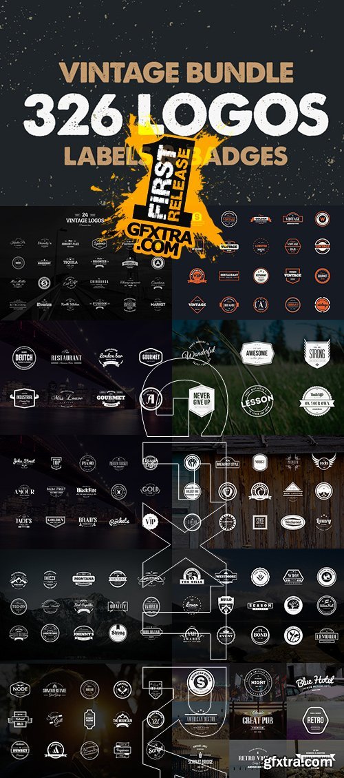 CM - MEGA BUNDLE 326 Vintage Logos Badges