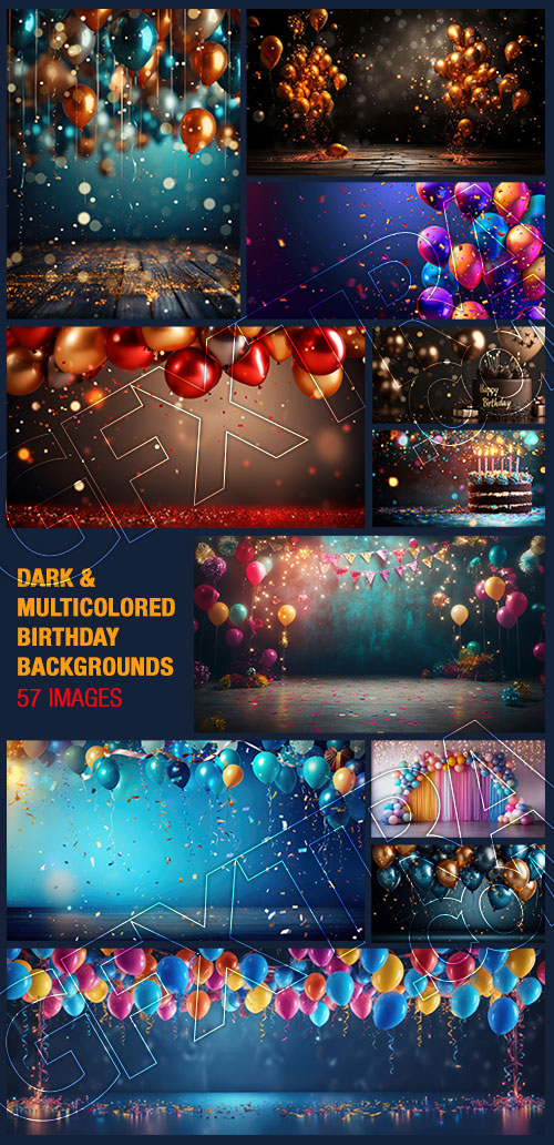Dark &amp; Multicolored Birthday Backgrounds 57xJPG