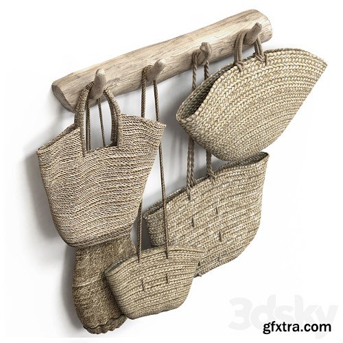 3dsky Pro - wall decor set with old wicker bags