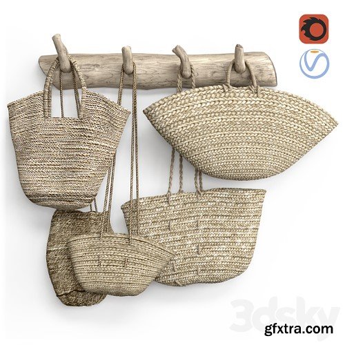 3dsky Pro - wall decor set with old wicker bags