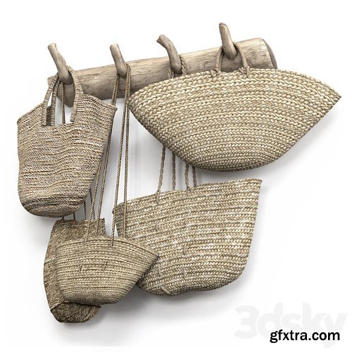 3dsky Pro - wall decor set with old wicker bags