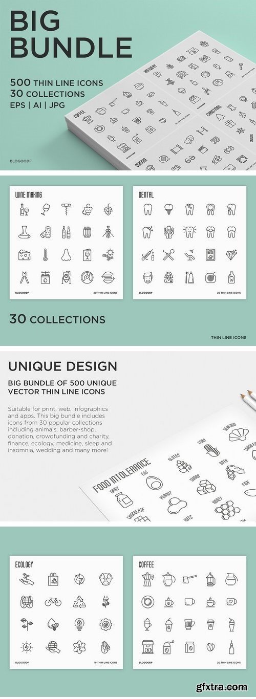 CM - Big Bundle | 500 Thin Line Icons 1537370