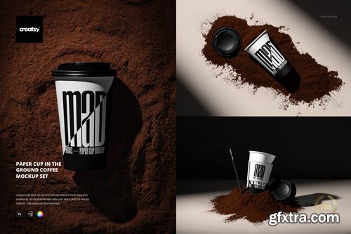 Creatsy - Paper Cup in the Ground Coffee Mockup Set