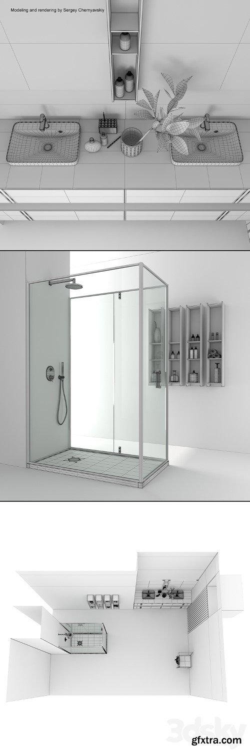 3dsky Pro - Bathroom furniture set Gold