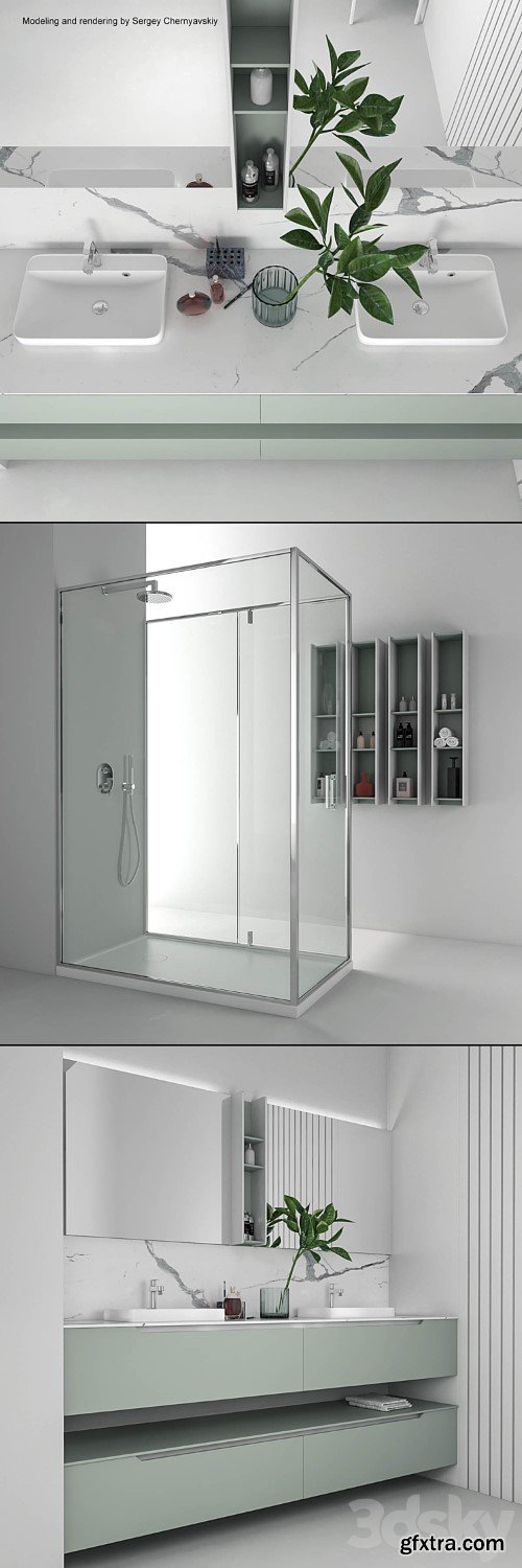 3dsky Pro - Bathroom furniture set Gold