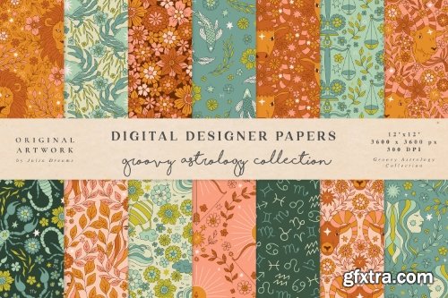 Zodiac - Groovy Astrology Seamless Patterns Paper