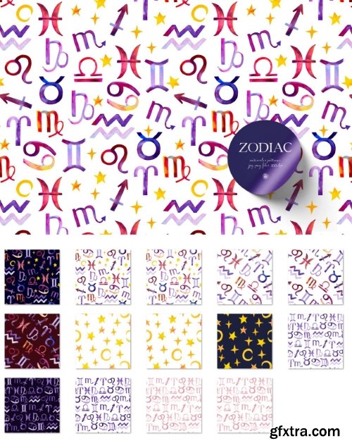 Zodiac - Watercolor Patterns PNG