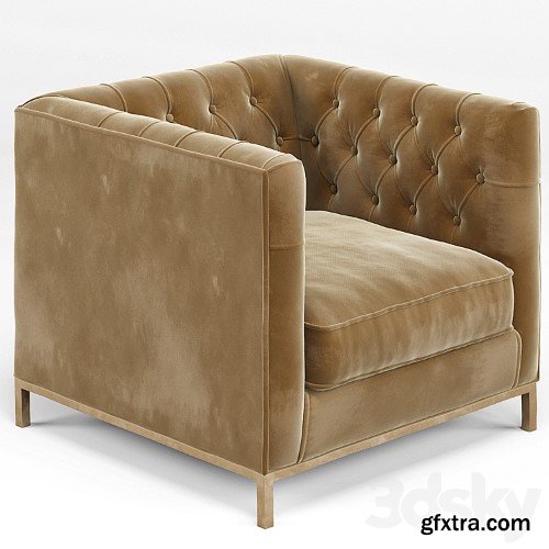 3dsky Pro - Tarrington Fawn Mohair Tufted Cube Armchair