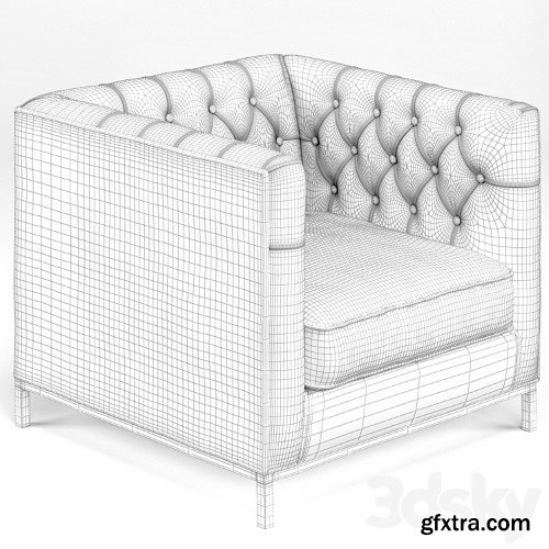 3dsky Pro - Tarrington Fawn Mohair Tufted Cube Armchair