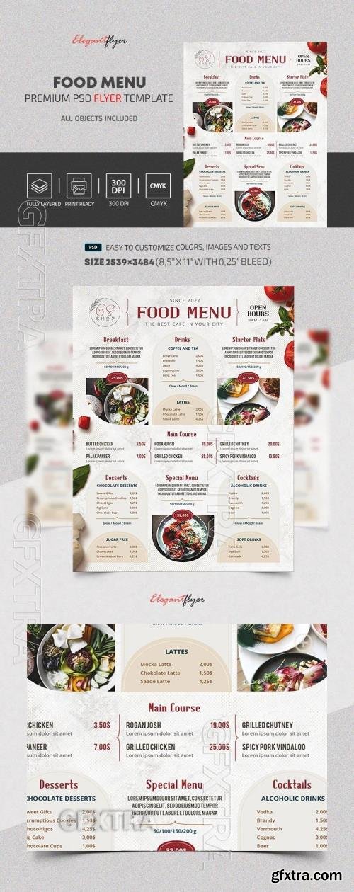 Elegant Food Menu Flyer - Premium Restaurant Menu template in PSD