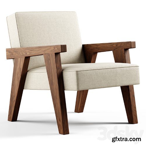 3dsky Pro - Zara Home - The walnut armchair with hemp upholstery