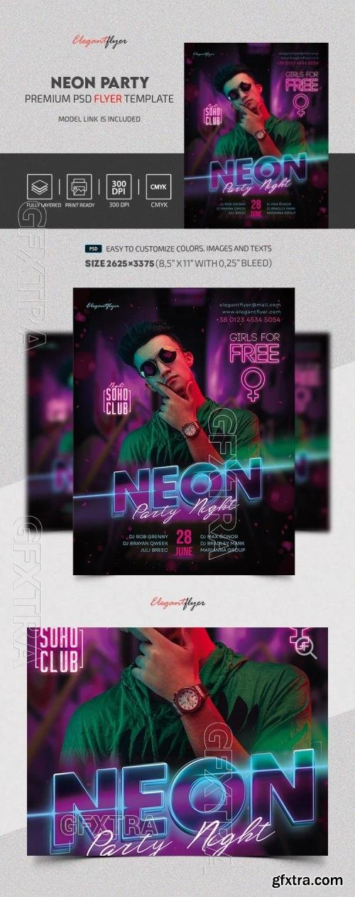 Neon Party Flyer - Premium Flyer template (PSD)
